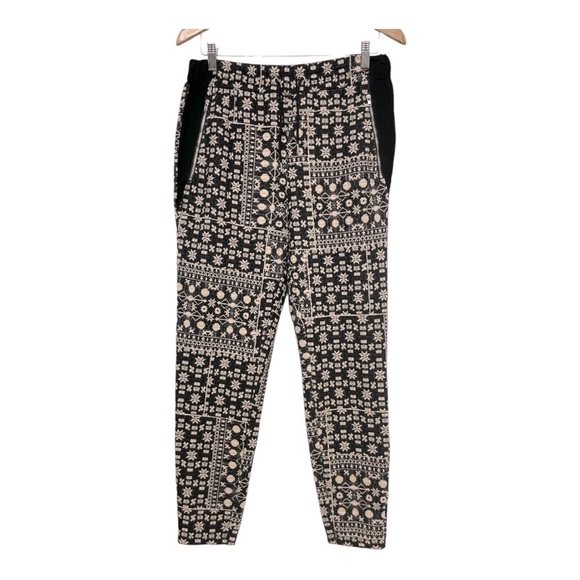H&M Fair Isle Sweater Knit Sweat Pant in Black & White sz S - Picture 1 of 8